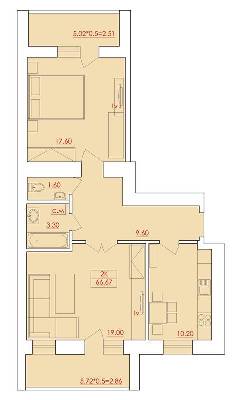 2-кімнатна 66.67 м² в ЖК Едельвейс від 14 150 грн/м², смт Хлібодарське