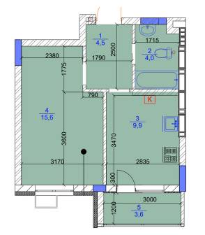 1-комнатная 37.6 м² в ЖК Садочок от застройщика, с. Новоселки