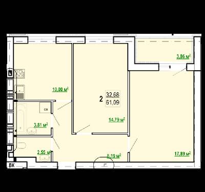 2-кімнатна 61.09 м² в ЖК Гідропарк від 10 500 грн/м², Харків