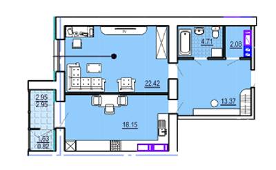 1-комнатная 64.5 м² в ЖК Театральный от 35 700 грн/м², Харьков