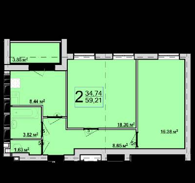 2-кімнатна 59.21 м² в ЖК Пташка від 11 200 грн/м², Харків