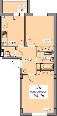 2-кімнатна 54.14 м² в ЖМ Сьоме Небо від 13 600 грн/м², смт Авангард