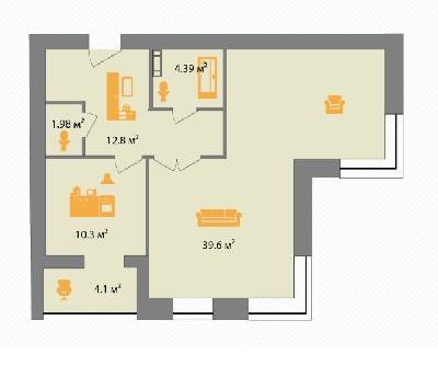 2-комнатная 77.3 м² в ЖК Дом на Титова от 16 000 грн/м², Днепр
