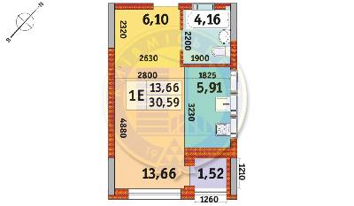 1-кімнатна 30.59 м² в Апарт-комплекс у Пущі-Водиці від 23 040 грн/м², Київ