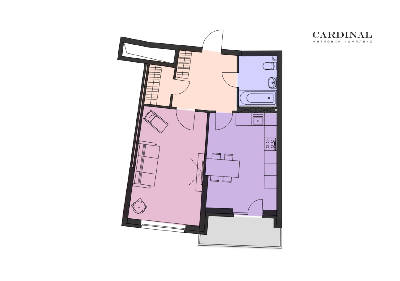 1-кімнатна 50.52 м² в ЖК CARDINAL від 43 000 грн/м², Київ