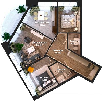 2-комнатная 83.64 м² в ЖК Bartolomeo Resort Town от 42 100 грн/м², Днепр