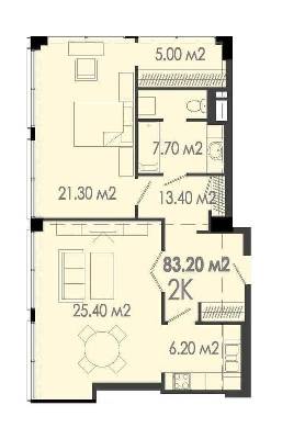 2-комнатная 83.2 м² в ЖК Дельмар Люкс от застройщика, Днепр