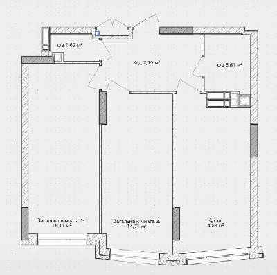 2-комнатная 58.48 м² в ЖК Синергия 3+ от 19 000 грн/м², г. Ирпень