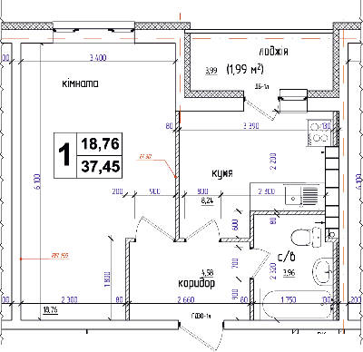 1-кімнатна 37.45 м² в ЖК АТЛАНТ (Коцюбинське) від 14 700 грн/м², смт Коцюбинське