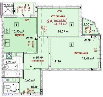 2-комнатная 66.43 м² в ЖК Соняшник от 16 500 грн/м², Львов