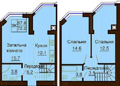 Двухуровневая 72.2 м² в ЖК София Клубный от 30 000 грн/м², с. Софиевская Борщаговка