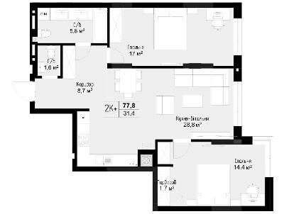 2-комнатная 59.6 м² в ЖК Auroom City от 14 700 грн/м², Львов