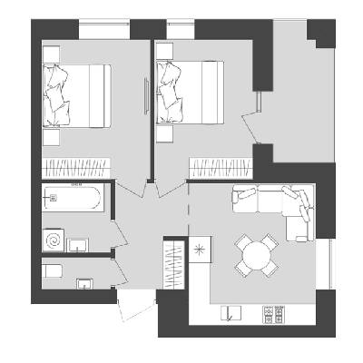 2-комнатная 50.46 м² в ЖК Avalon Time от застройщика, Львов