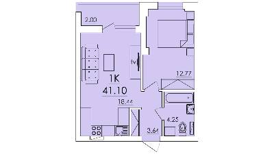 1-кімнатна 41.1 м² в ЖК Eco Solaris від 15 600 грн/м², с. Крижанівка