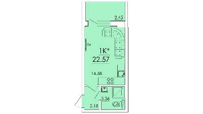 1-кімнатна 22.57 м² в ЖК Eco Solaris від 14 200 грн/м², с. Крижанівка