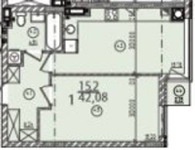 1-кімнатна 42.08 м² в ЖК Континент від 18 000 грн/м², с. Сокільники