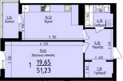 1-комнатная 51.23 м² в ЖК Plus от застройщика, Львов
