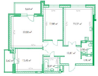 3-кімнатна 102.1 м² в ЖК Garden City Residence від забудовника, Київ