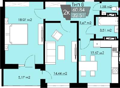 2-кімнатна 60.84 м² в ЖК Resident Hall від 14 950 грн/м², Львів