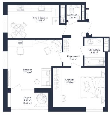 2-комнатная 58.55 м² в ЖК Viking Park от 20 200 грн/м², Львов