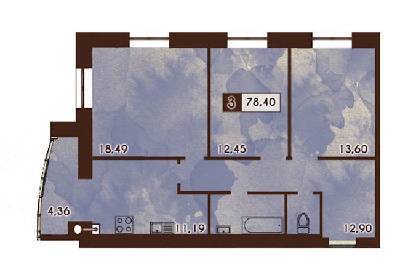 3-кімнатна 78.4 м² в ЖК Галицький Лев від 13 450 грн/м², Львів