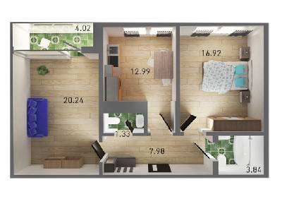 2-кімнатна 67.32 м² в ЖК Ґорґани від 18 750 грн/м², Львів