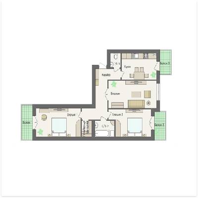 2-комнатная 83.09 м² в ЖК Краковский от 30 800 грн/м², Львов