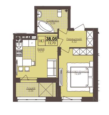 1-кімнатна 38.05 м² в ЖК Леополь Таун від 17 500 грн/м², Львів