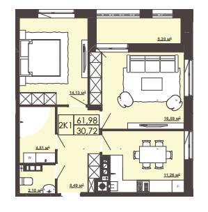 2-комнатная 61.98 м² в ЖК Леополь Таун от 16 500 грн/м², Львов