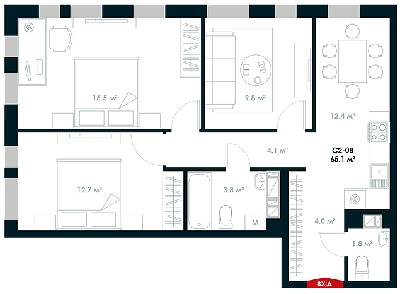 3-комнатная 65.1 м² в ЖК Atria City.Teremky от 39 700 грн/м², пгт Чабаны