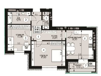 2-кімнатна 67.3 м² в ЖК на вул. Пасічна, 133А від 18 050 грн/м², Львів