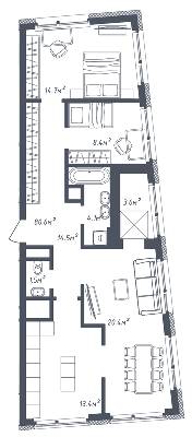 3-кімнатна 80.6 м² в ЖК Там Там від 18 000 грн/м², Львів