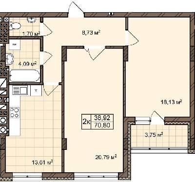 2-комнатная 70.8 м² в ЖК ул. Пасечная, 25А от 26 850 грн/м², Львов