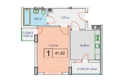 1-комнатная 41.92 м² в ЖК на ул. Расточье, 122 от застройщика, Львов