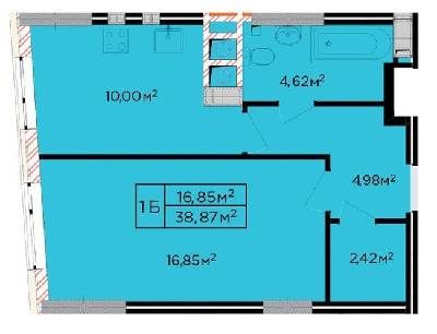1-комнатная 38.87 м² в ЖК Счастливый от застройщика, Львов