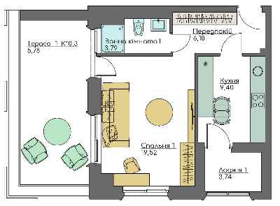 1-комнатная 48.33 м² в ЖК Resident Concept House от 71 500 грн/м², Киев