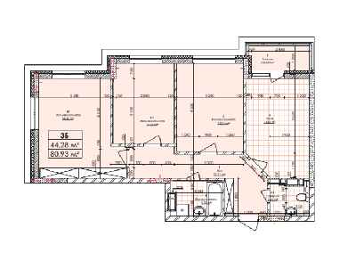 3-кімнатна 80.93 м² в ЖК Бережанський від 31 000 грн/м², Київ