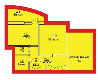 2-комнатная 61.2 м² в ЖК на вул. Чорновола, 22, 22А от 12 200 грн/м², г. Городок