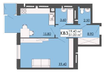 1-кімнатна 51 м² в ЖК Родинна казка від 12 000 грн/м², смт Запитів