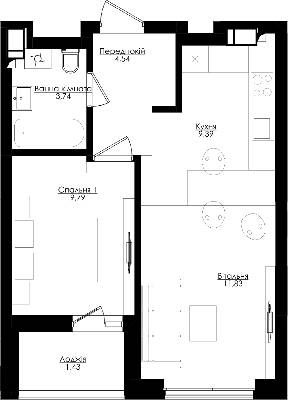 1-кімнатна 40.72 м² в ЖК San Francisco Creative House від 41 900 грн/м², Київ