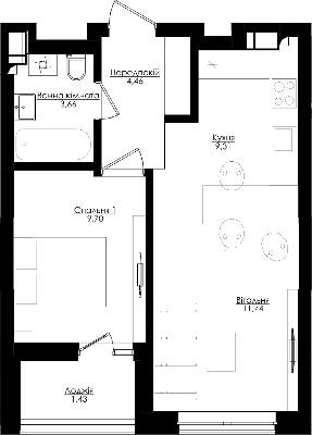 1-кімнатна 40.3 м² в ЖК San Francisco Creative House від 41 900 грн/м², Київ