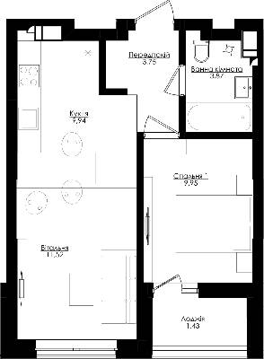 1-кімнатна 40.46 м² в ЖК San Francisco Creative House від 41 900 грн/м², Київ