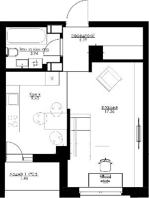 1-кімнатна 37.43 м² в ЖК San Francisco Creative House від забудовника, Київ