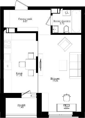 1-кімнатна 41.86 м² в ЖК San Francisco Creative House від 33 500 грн/м², Київ