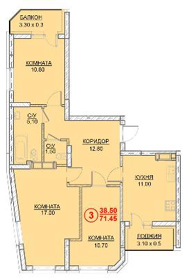 3-кімнатна 71.45 м² в ЖК Велесгард від 23 000 грн/м², м. Вишгород