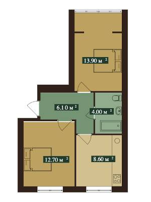 2-кімнатна 45.3 м² в ЖК Празький квартал 2 від 13 973 грн/м², с. Петропавлівська Борщагівка