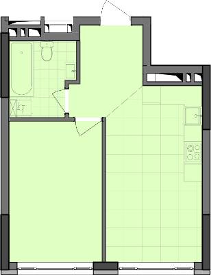 1-кімнатна 42.52 м² в ЖК Dibrova Park від 17 740 грн/м², Київ