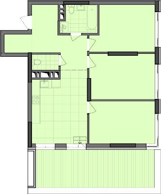 3-кімнатна 89.69 м² в ЖК Dibrova Park від 17 850 грн/м², Київ