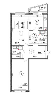 2-кімнатна 66.81 м² в ЖМ Патріотика від забудовника, Київ