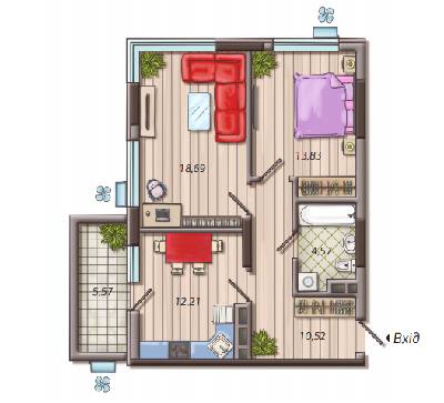 2-кімнатна 61.49 м² в ЖК Французький квартал 2 від 55 000 грн/м², Київ